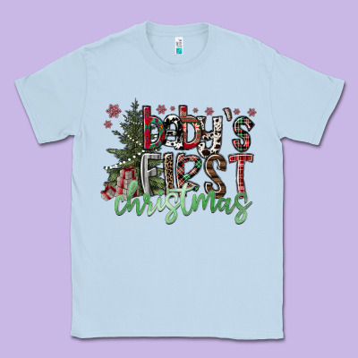 Baby's First Christmas Classic Tee Designed By Cowhidedigitalart