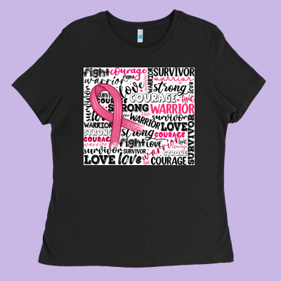 Breast Cancer Ribbon Ladies Tee Designed By Jahusdesignshop