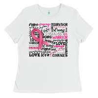 White breast cancer ribbon Ladies Tee - JahusDesignShop