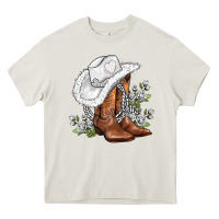 Cream white  cowgirl  and roses Heavy Core Tee - AdoDesignShop