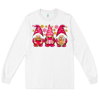 White Pink Christmas gnomes Long Sleeve Tee - NancyCooperArtShop