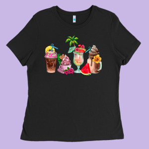 Summer Coffee Cups Ladies Tee Designed By Adodesignshop