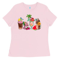 Bubblegum Pink summer coffee cups Ladies Tee - AdoDesignShop