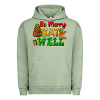 Pigment Oil Green be merry eat well Urban Hoodie - FaDigitalArtStudio