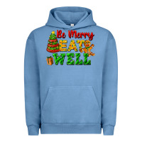 Pigment Pebble Blue be merry eat well Urban Hoodie - FaDigitalArtStudio