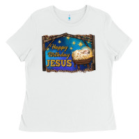 White happy birthday jesus Ladies Tee - RanaPortraitStore