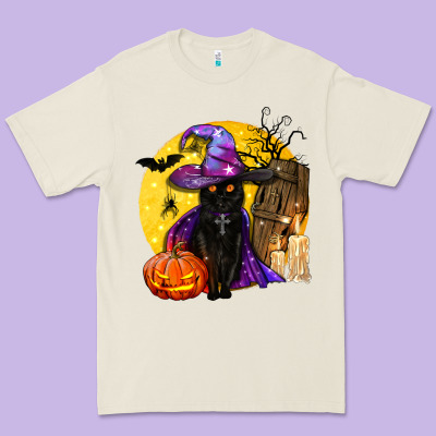 Black Witch Cat Coffin And Moon Premium Tee Designed By Bundleandbundleshop