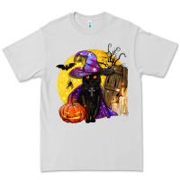Dove Grey black witch cat coffin and moon Premium Tee - BundleAndBundleShop