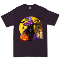 Plum black witch cat coffin and moon Premium Tee - BundleAndBundleShop