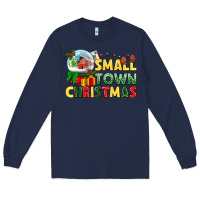 Navy Small town Christmas Long Sleeve Tee - NancyCooperArtShop