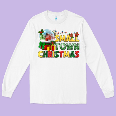 Small Town Christmas Long Sleeve Tee Designed By Nancycooperartshop