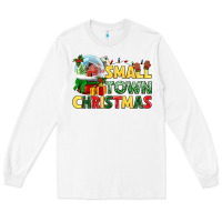 White Small town Christmas Long Sleeve Tee - NancyCooperArtShop