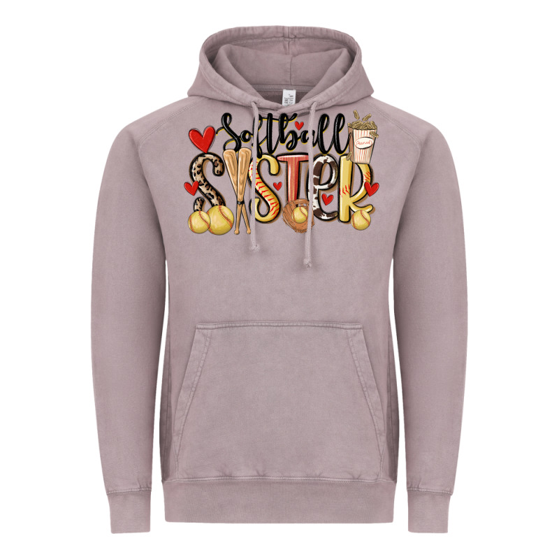 Softball Sister Vintage Hoodie by MaliasSmallBusiness | Teevron