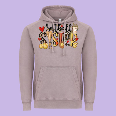 Softball Sister Vintage Hoodie Designed By Maliassmallbusiness
