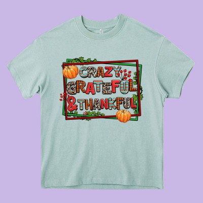 Crazy Grateful And Thankful Heavy Core Tee Designed By Adodesignshop