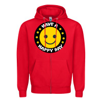 Red Have A Happy Day Zipper Hoodie - Bettercallsaul