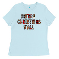 Baby Blue merry christmas y all Ladies Tee - JahusDesignShop