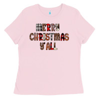 Bubblegum Pink merry christmas y all Ladies Tee - JahusDesignShop