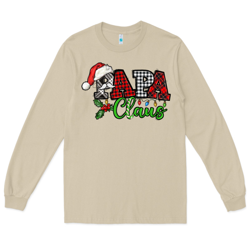 Papa Claus With Christmas Lights And Mistletoe Long Sleeve Tee by NancyCooperArtShop | Teevron