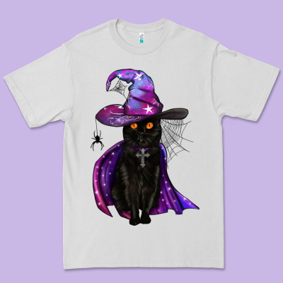 Black Witch Cat Premium Tee Designed By Bundleandbundleshop