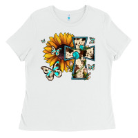 White cross with sunflower Ladies Tee - JahusDesignShop