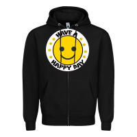 Black Have A Happy Day Zipper Hoodie - Bettercallsaul