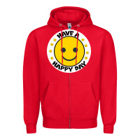 Red Have A Happy Day Zipper Hoodie - Bettercallsaul