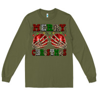 Army Green Merry Christmas skeleton hands boobs Long Sleeve Tee - NancyCooperArtShop