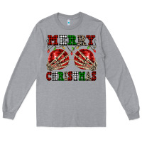 Heather Grey Merry Christmas skeleton hands boobs Long Sleeve Tee - NancyCooperArtShop