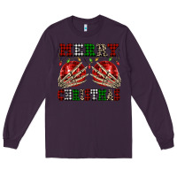 Plum Merry Christmas skeleton hands boobs Long Sleeve Tee - NancyCooperArtShop