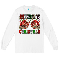 White Merry Christmas skeleton hands boobs Long Sleeve Tee - NancyCooperArtShop