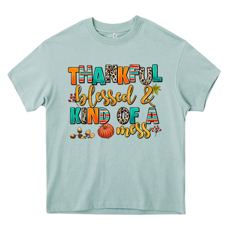 Thankful  Blessed And Kind Of A Mess Heavy Core Tee by AdoDesignShop | Teevron