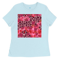 Baby Blue valentines day roses leopard seamless pattern Ladies Tee - JahusDesignShop