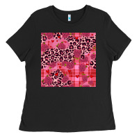 Black valentines day roses leopard seamless pattern Ladies Tee - JahusDesignShop