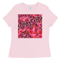 Bubblegum Pink valentines day roses leopard seamless pattern Ladies Tee - JahusDesignShop
