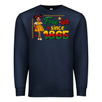 Navy free ish since 1865 black girl peekaboo juneteenth Premium Sweatshirt - CowGirlArtShop