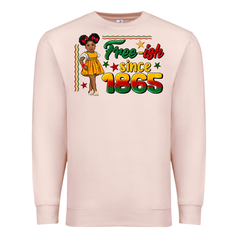 Free Ish Since 1865 Black Girl Peekaboo Juneteenth Premium Sweatshirt by CowGirlArtShop | Teevron
