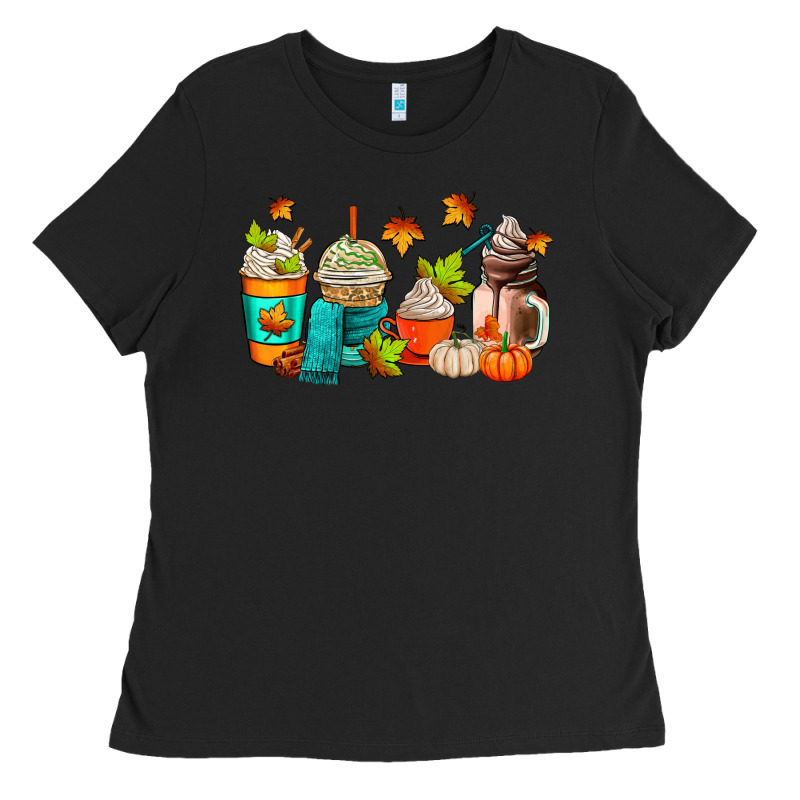 Fall Coffee Cups Ladies Tee by AdoDesignShop | Teevron