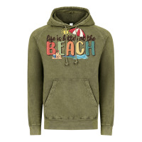Vintage Olive life is better at the beach Vintage Hoodie - MaliasSmallBusiness
