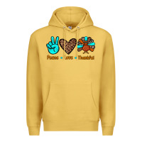 Antique Gold peace love thankful Premium Hoodie - JahusDesignShop