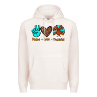 Pale Pink peace love thankful Premium Hoodie - JahusDesignShop
