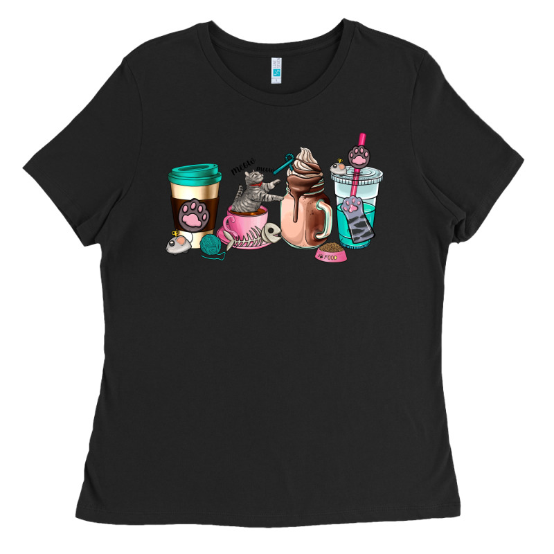 Cat  Coffee Cup Ladies Tee by AdoDesignShop | Teevron