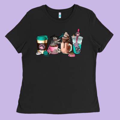 Cat  Coffee Cup Ladies Tee Designed By Adodesignshop