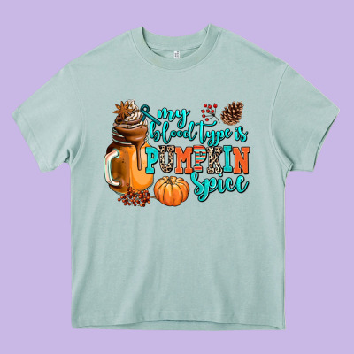 My Blood Type Is Pumpkin Spice Heavy Core Tee Designed By Adodesignshop
