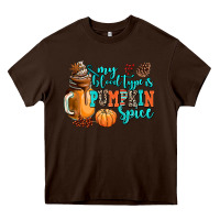 Chocolate Brown my blood type is pumpkin spice Heavy Core Tee - AdoDesignShop