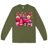 Army Green Pink christmas gnomes truck Long Sleeve Tee - NancyCooperArtShop