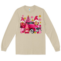 Mushroom Pink christmas gnomes truck Long Sleeve Tee - NancyCooperArtShop