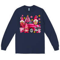 Navy Pink christmas gnomes truck Long Sleeve Tee - NancyCooperArtShop