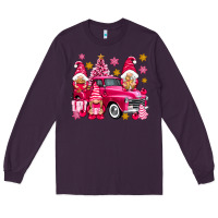 Plum Pink christmas gnomes truck Long Sleeve Tee - NancyCooperArtShop