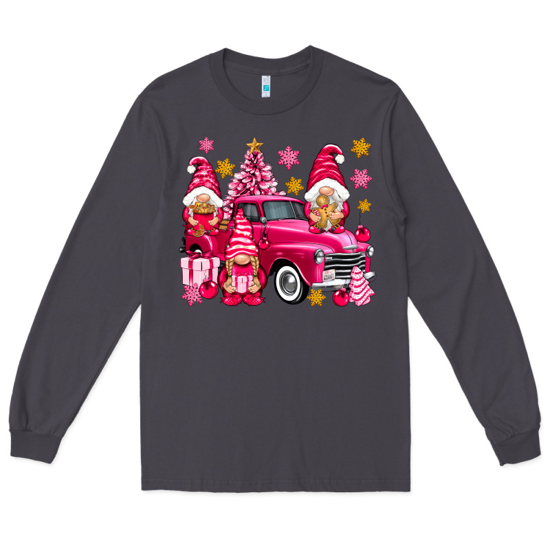 Pink Christmas Gnomes Truck Long Sleeve Tee by NancyCooperArtShop | Teevron